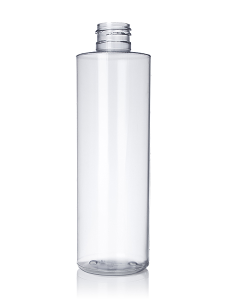 B322 : 8 oz clear PVC cylinder round bottle with 24-410 neck finish ...